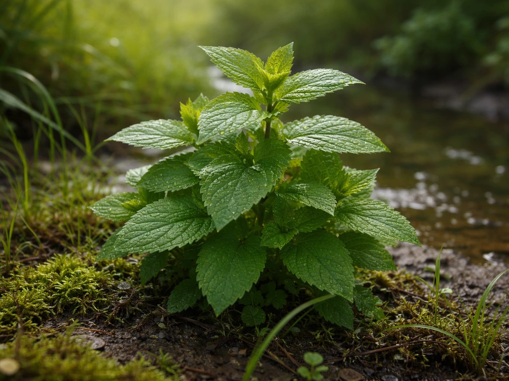 Gros plan d’une herbe aux feuilles détaillées près d’une zone humide, prête à illustrer une dictée de 5e.