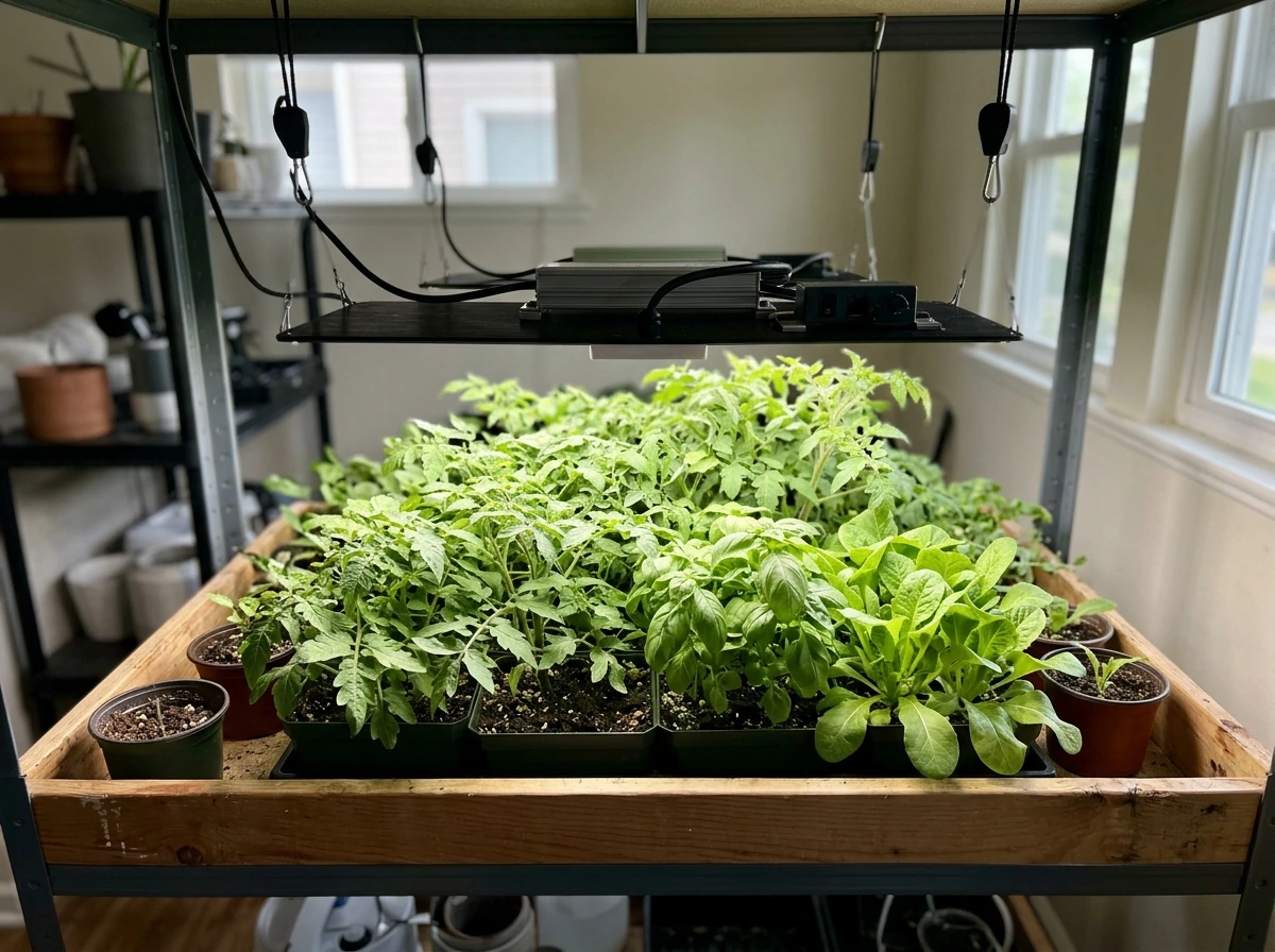 Grow light centered above a plant canopy for even coverage