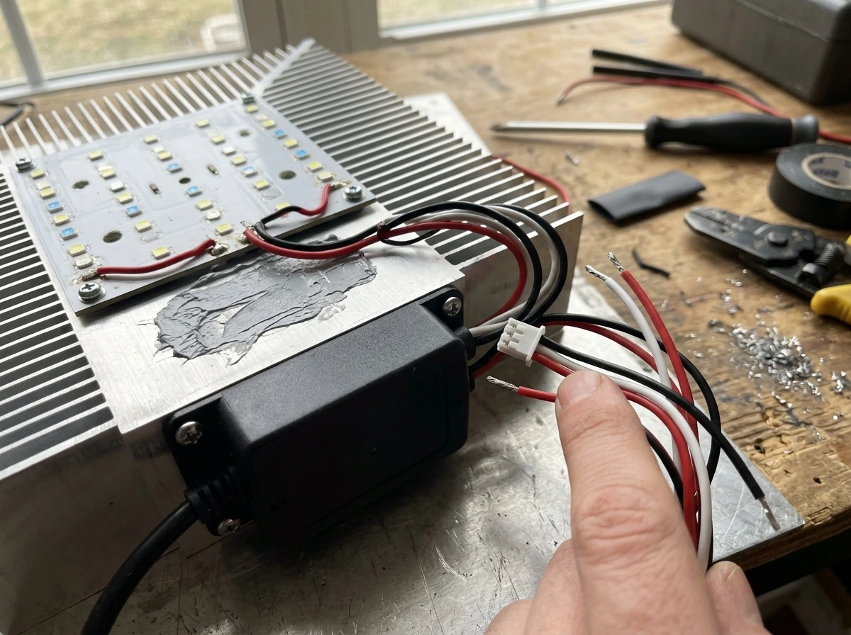 DIY quantum board assembly with thermal paste and wiring to the driver
