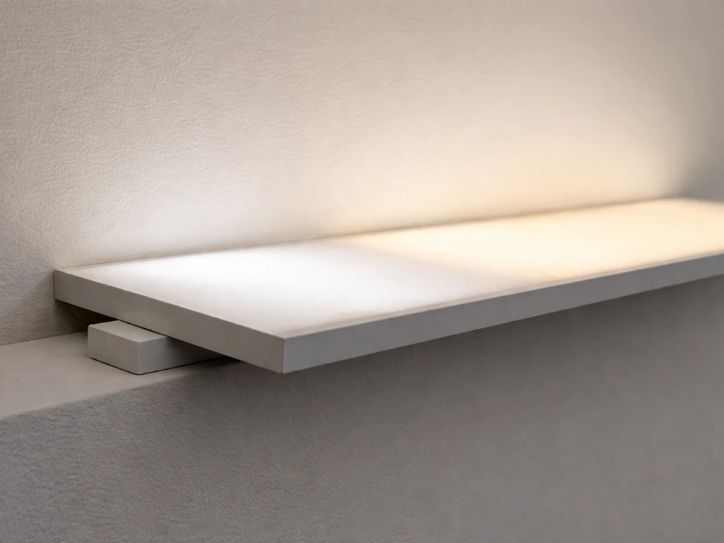 Close-up of an LED panel showing a dimmer section, with a light-height distance test setup nearby.