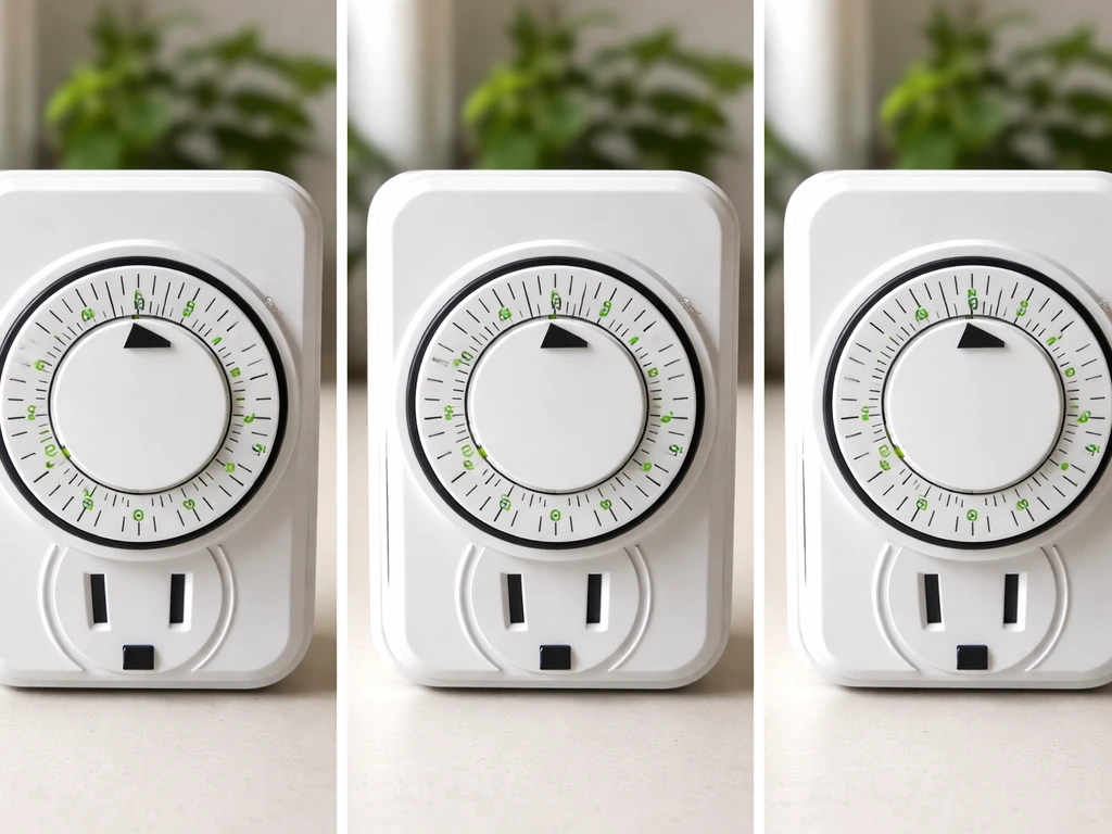 Close-up of a plant light timer with dial set to 12H, 6H, and 3H in separate sections.
