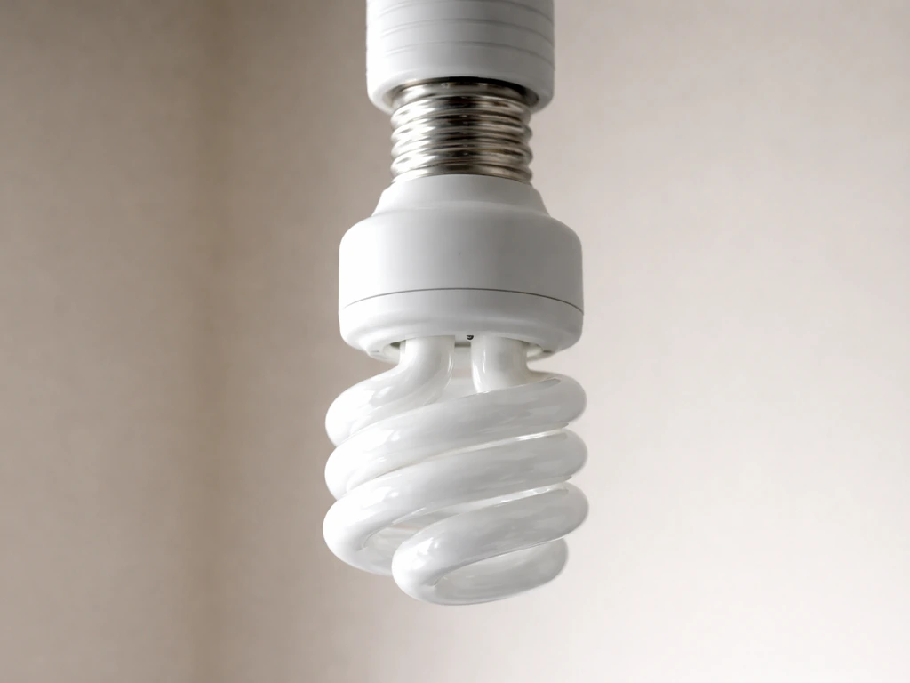 Close-up of a compact fluorescent (CFL) grow bulb screwed into an E26 socket