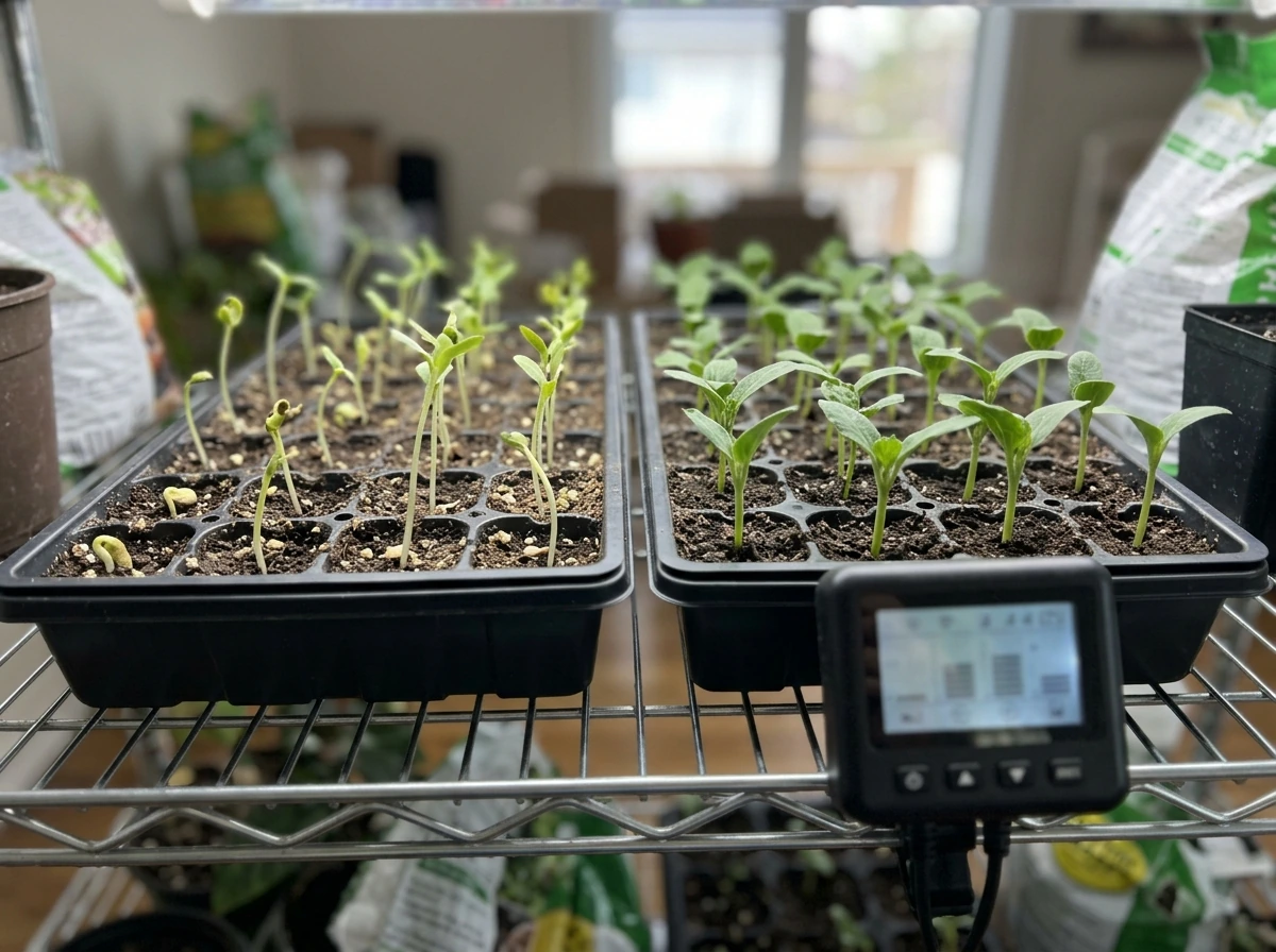 Side-by-side trays showing uneven growth from inconsistent Schedule 1 timing changes.