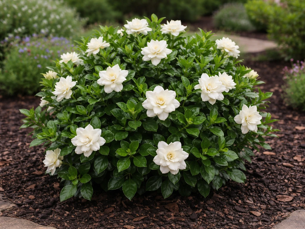 Gardenia shrub with white blooms thriving in a mild Oregon garden