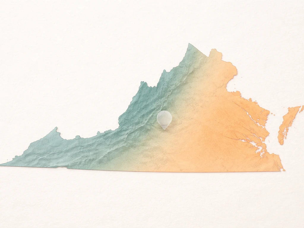 Virginia map shading with western zone colors and a small callout marking where hardy hibiscus does well