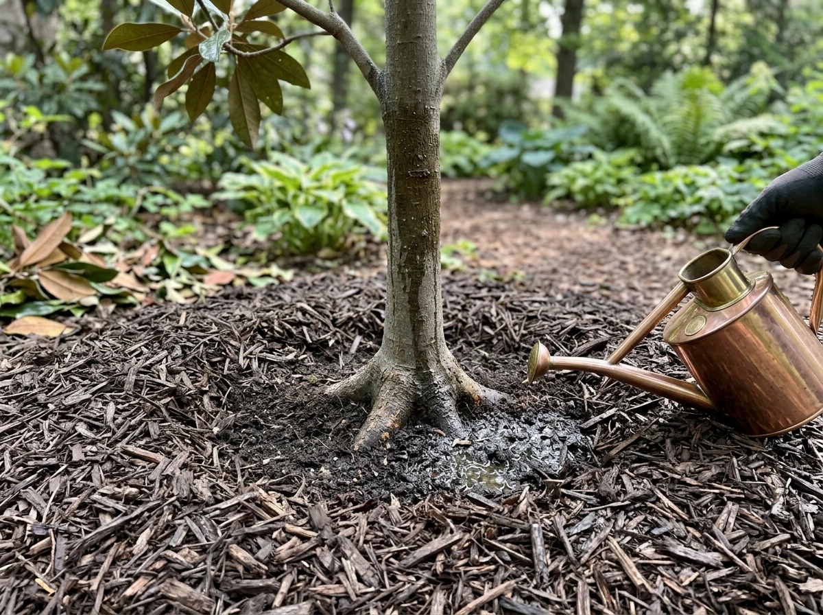Mulch and careful watering at the magnolia root zone
