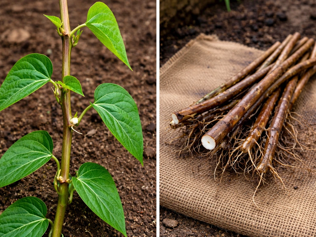Close-up of healthy green leaves, flexible stems, and firm bare-root canes on burlap.