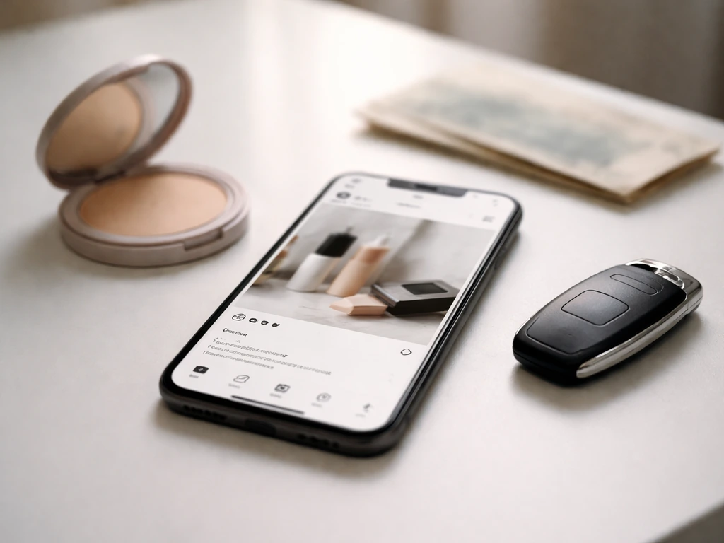 Close-up smartphone on a desk with subtle endorsement-themed accessories, hinting at influencer income