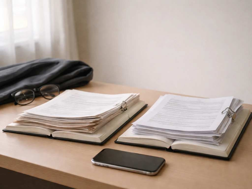 Desk with two different sets of papers and a phone, symbolizing conflicting online net-worth estimates.