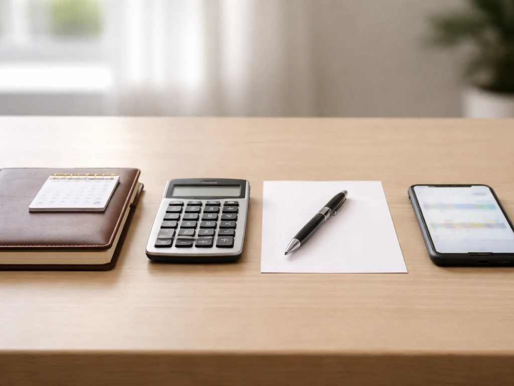 Office desk objects suggesting different calculation methods and assumptions for net worth figures.