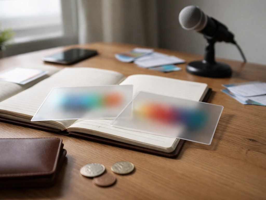 Minimal finance desk scene with overlapping transparent sheets symbolizing differing net worth estimates.