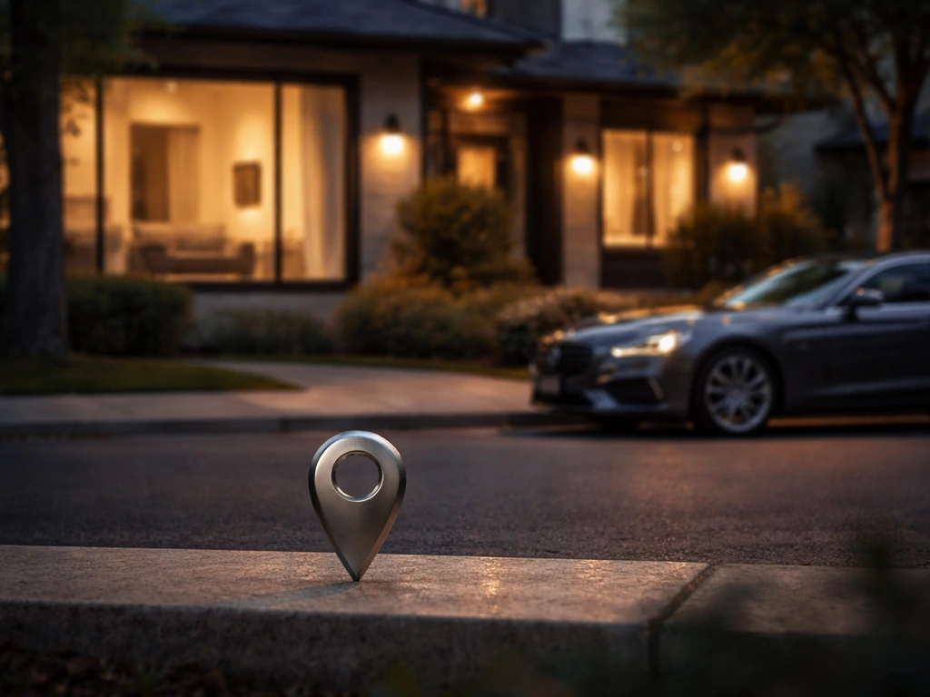 Denver-focused wealth signal: map pin vibe with upscale neighborhood, home interior silhouette, and car detail.
