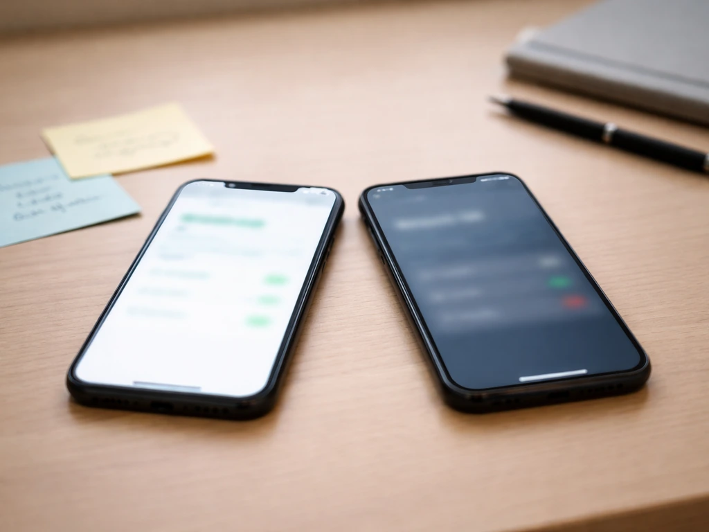 Two overlapping smartphone screens showing mismatched money-related figures, implying differing net worth sources.