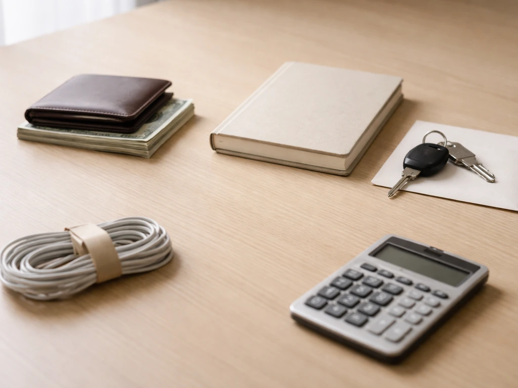 Minimal photo of a money-focused desk scene symbolizing assets vs liabilities calculation