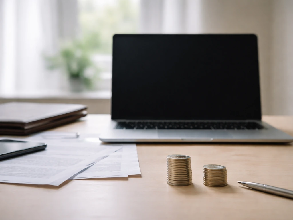 Sunlit desk with a laptop and scattered documents symbolizing varying wealth estimates across sources.