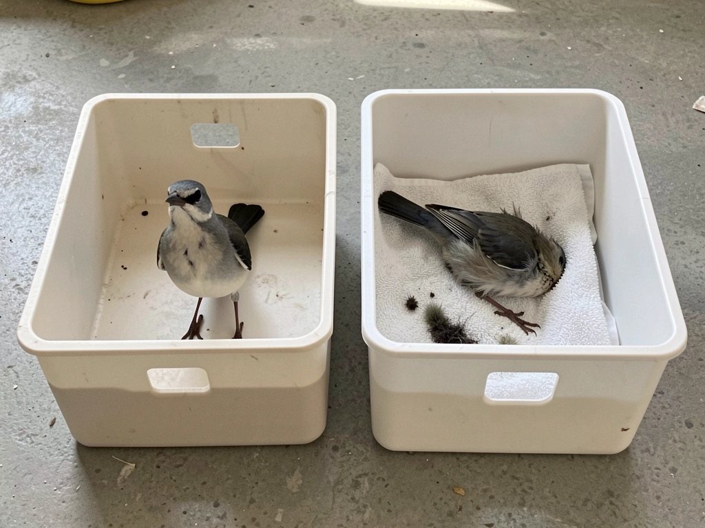 Two rescue boxes showing different injury cues: stunned after window vs emergency cat exposure.