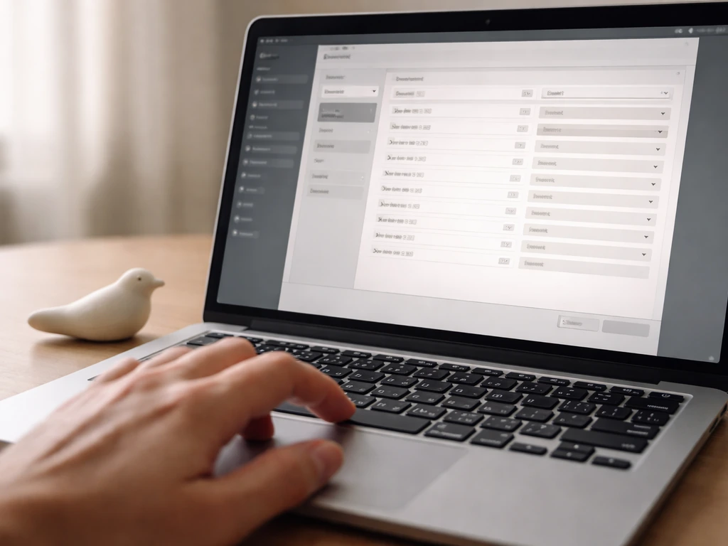 Close-up of laptop and keyboard with a hand hovering near keys, hinting at troubleshooting controls.