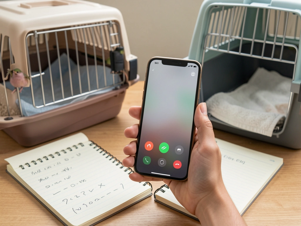 Preparing details to call a wildlife rehabilitator with the bird contained nearby