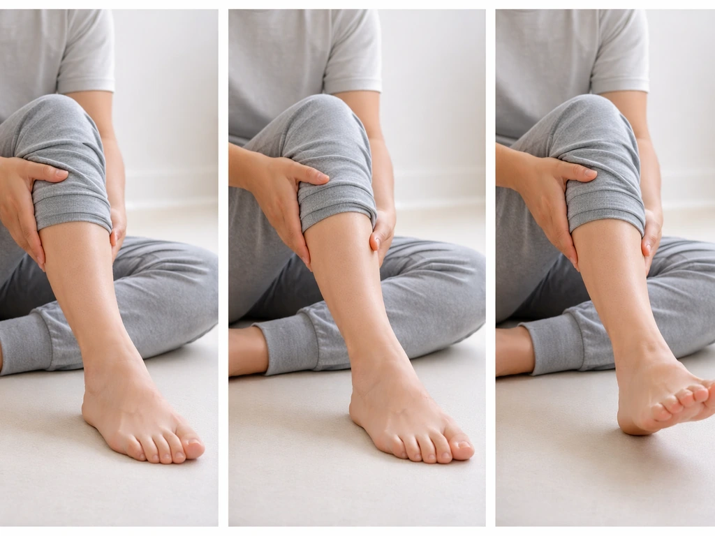 Three non-graphic poses of an anonymous injured leg showing abnormal angle and avoiding weight bearing.