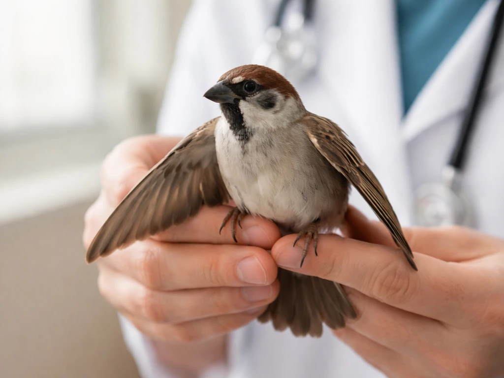 Close-up of a small bird with one wing drooping lower, held away at a strange angle