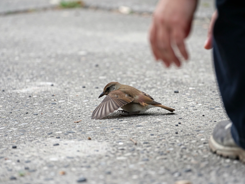 Bird observed from a few feet away with an oddly drooping wing