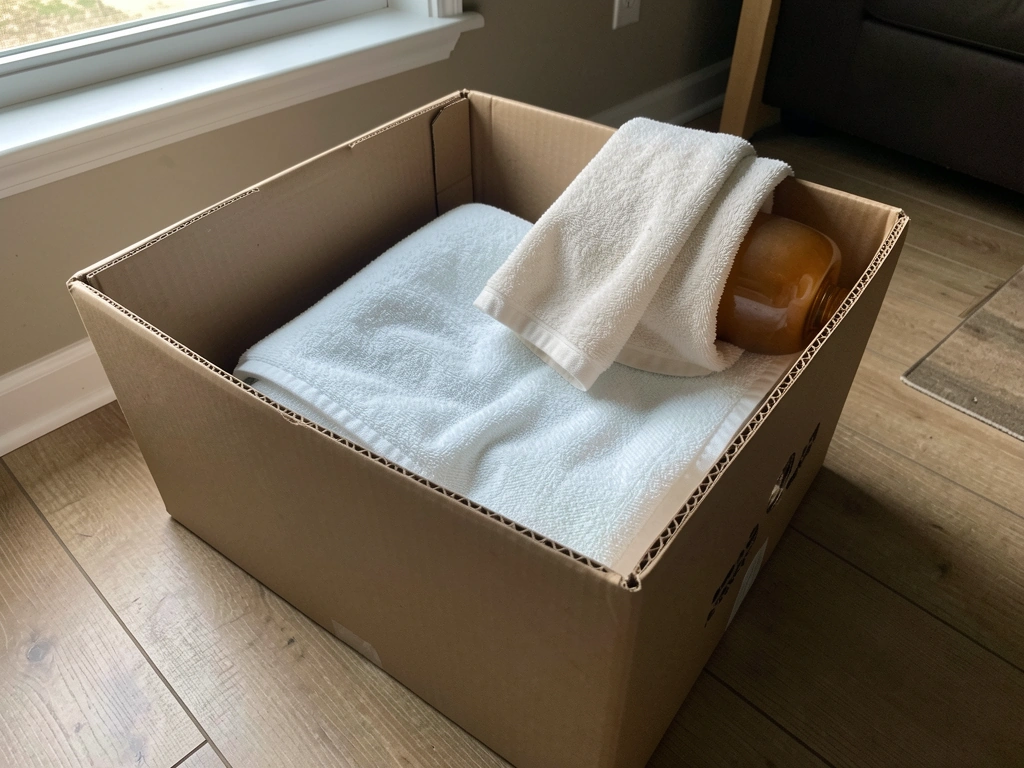 Cardboard transport box with towel lining ready for an injured bird