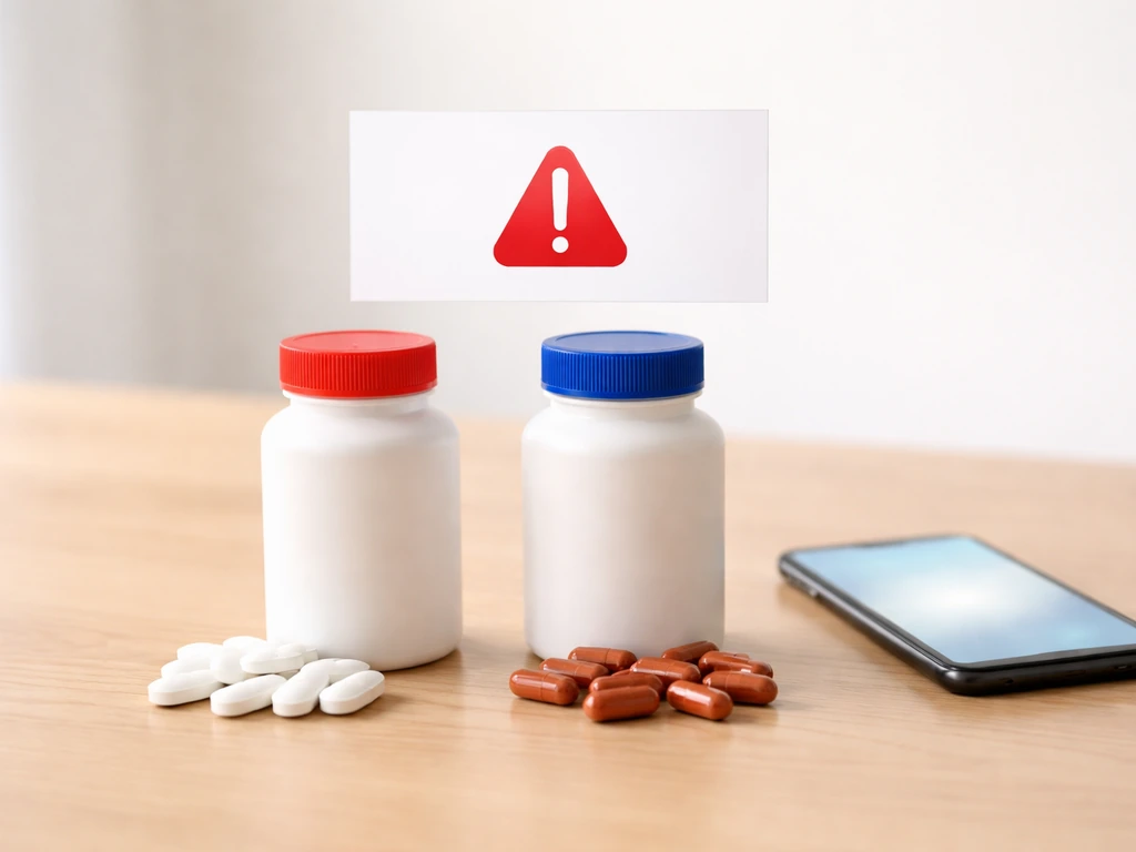 Over-the-counter pain medicine bottles with a clear NOT SAFE for birds warning sign and a phone ready to contact a vet