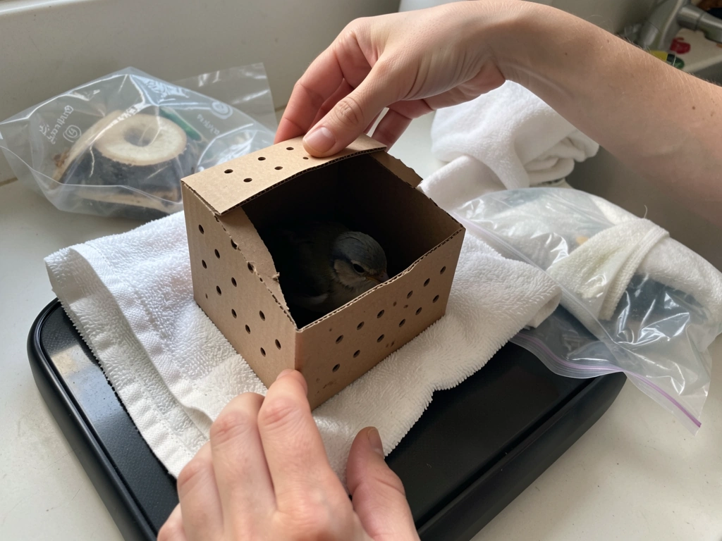 Ventilated box warmed on a low heating pad with towel barrier