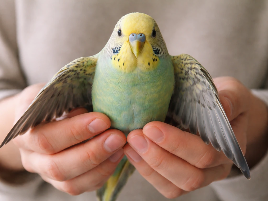 Close view of a small bird with one wing held lower than the other, showing asymmetry.