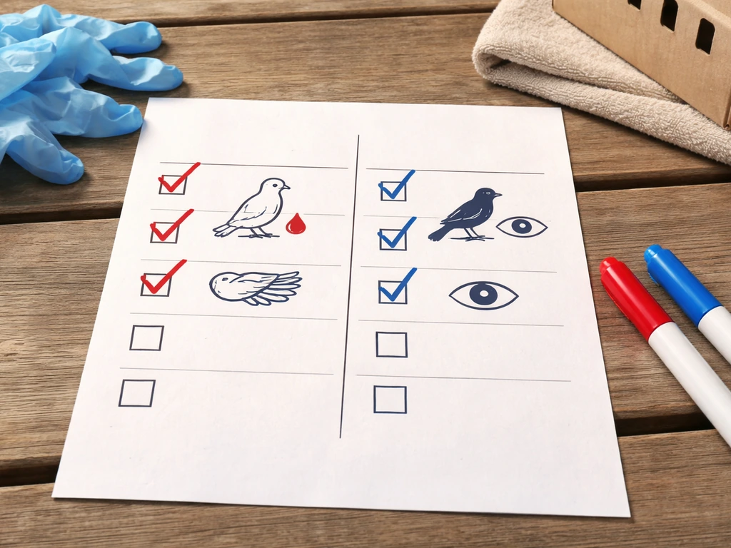 Minimal outdoor rescue checklist laid on a table with icon check marks, gloves, and a towel.