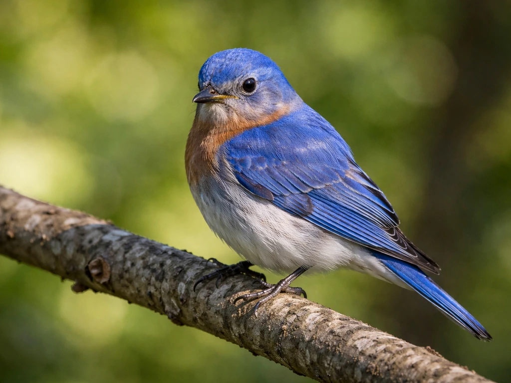A common blue bird perched on a branch, showing vivid blue plumage and natural field marks.