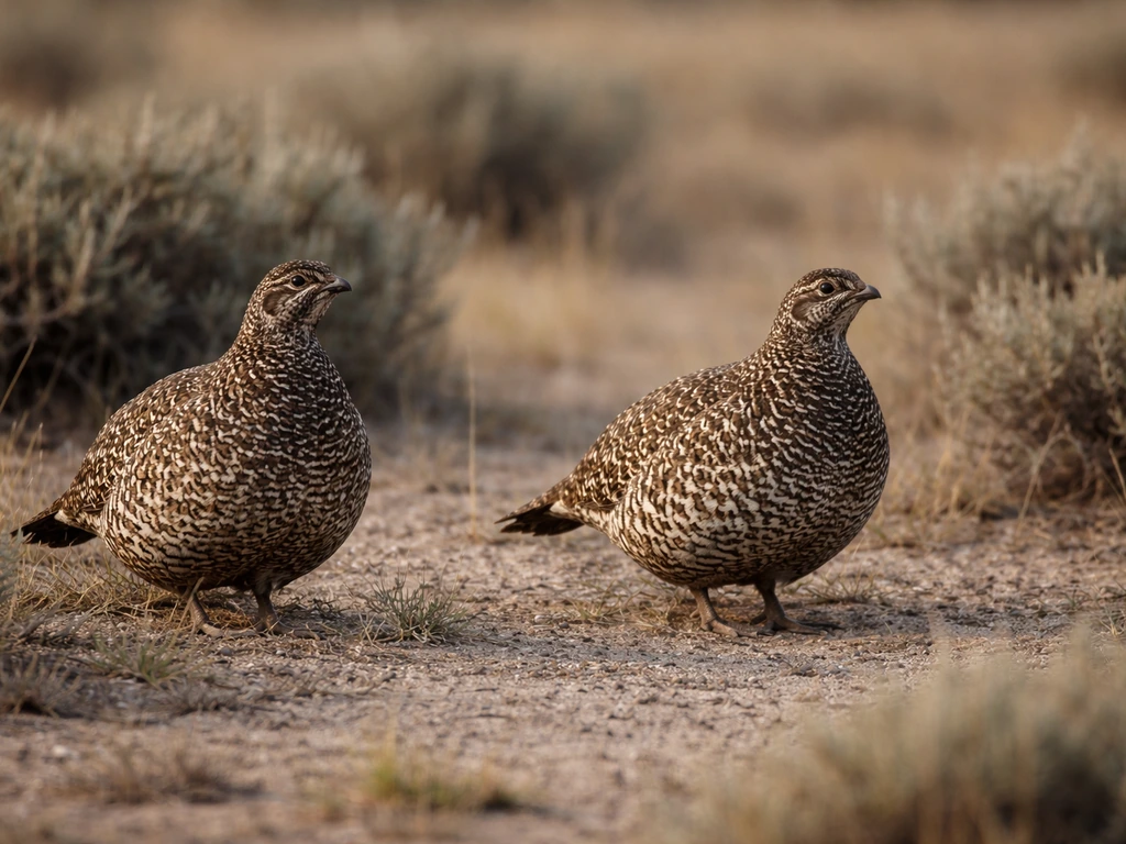 Grounded grouse with a bulky barrel chest and short legs, side-on profile in a natural habitat.