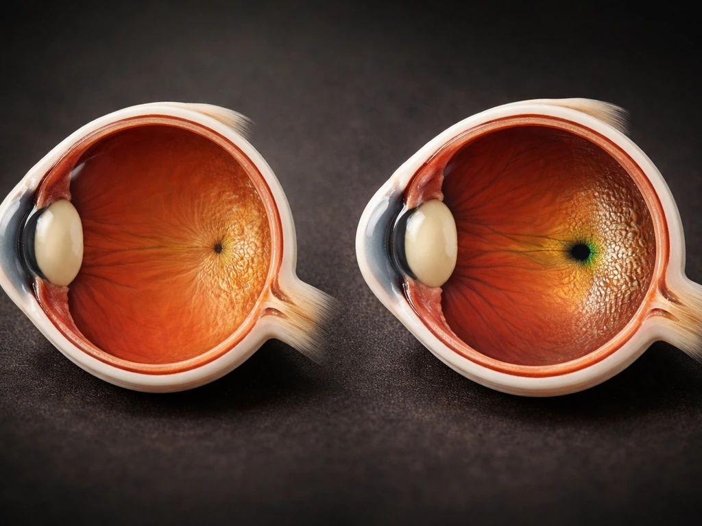 Side-by-side realistic eye cross-sections showing human fovea and bird sharper visual emphasis with extra cone layer.