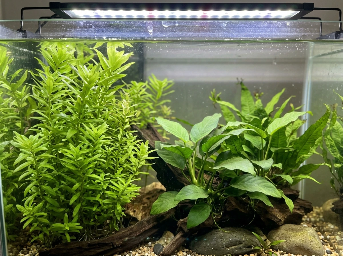 Fast vs slow-growing plants showing different growth under LED light