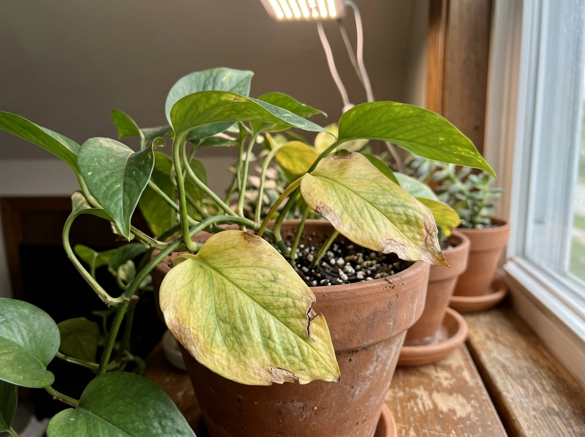Yellowing leaves on an indoor plant