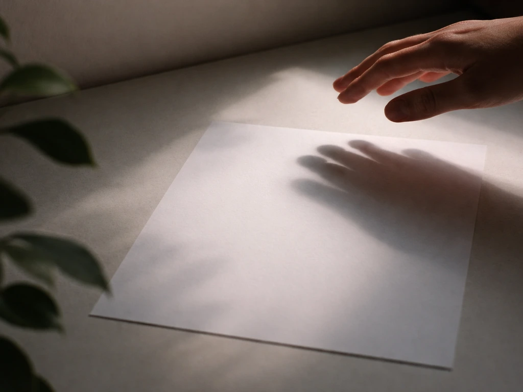 A white paper with hand-cast shadow showing a dim, dark-corner area like low light for plants