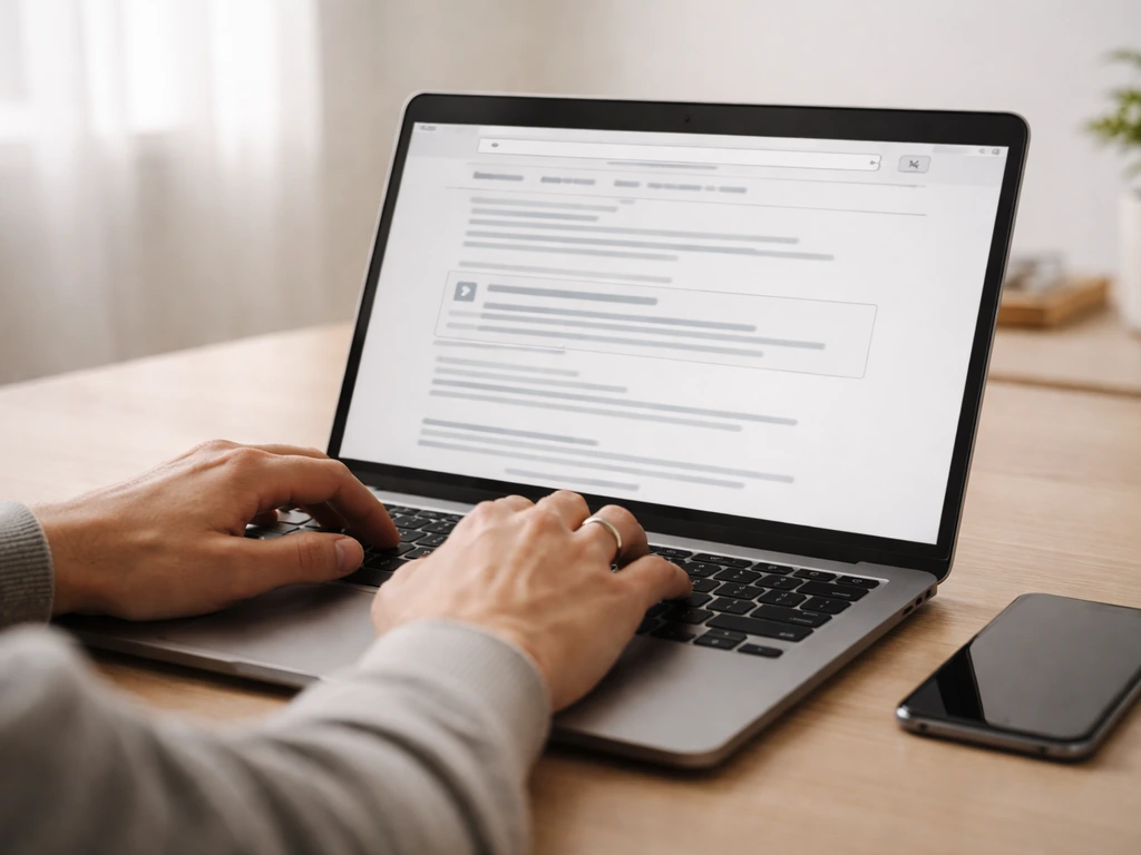 Person using a laptop to search legal sources, highlighting how to find an official law text quickly.