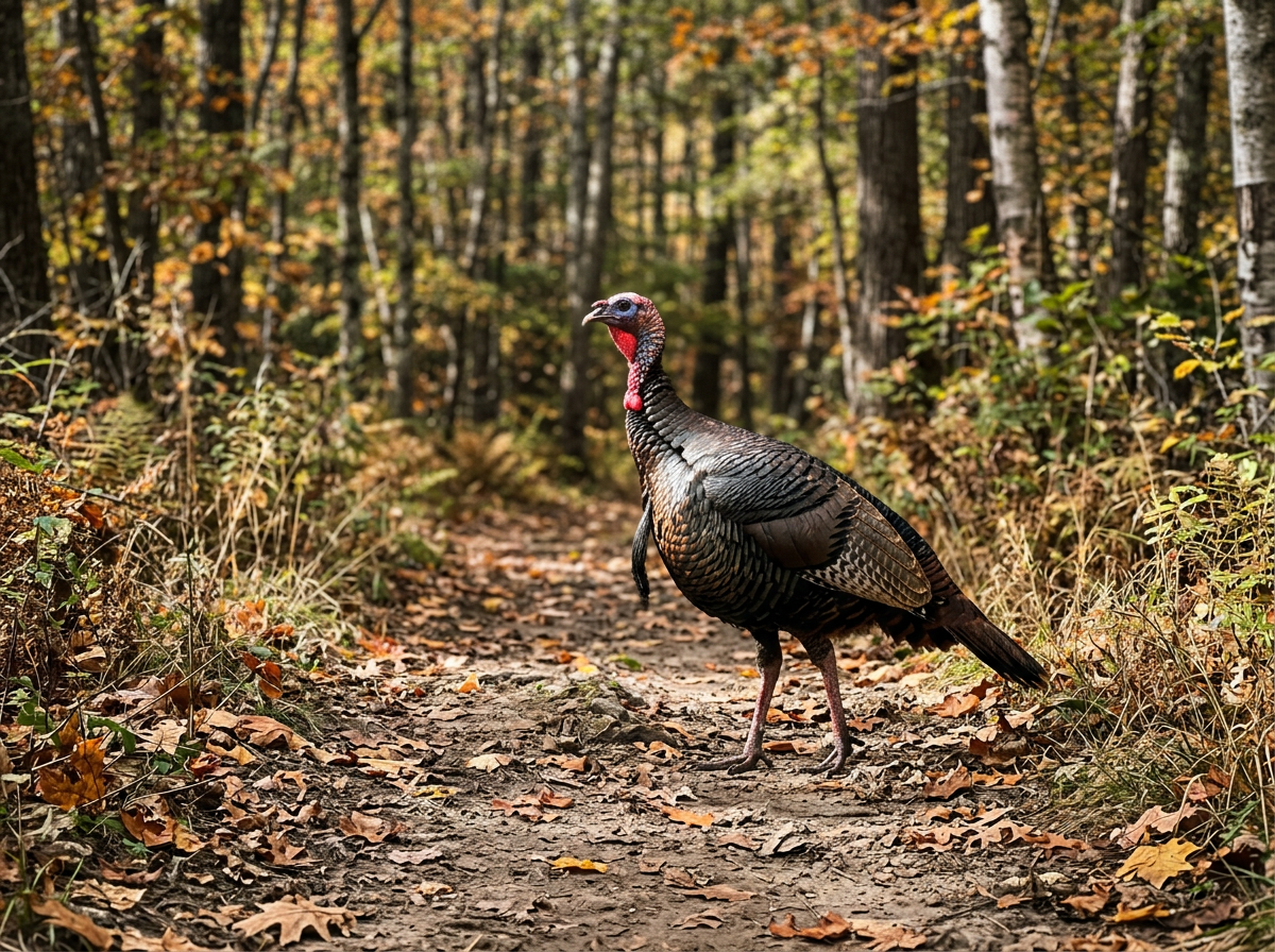 Wild turkey in North America grassland showing natural symbolism