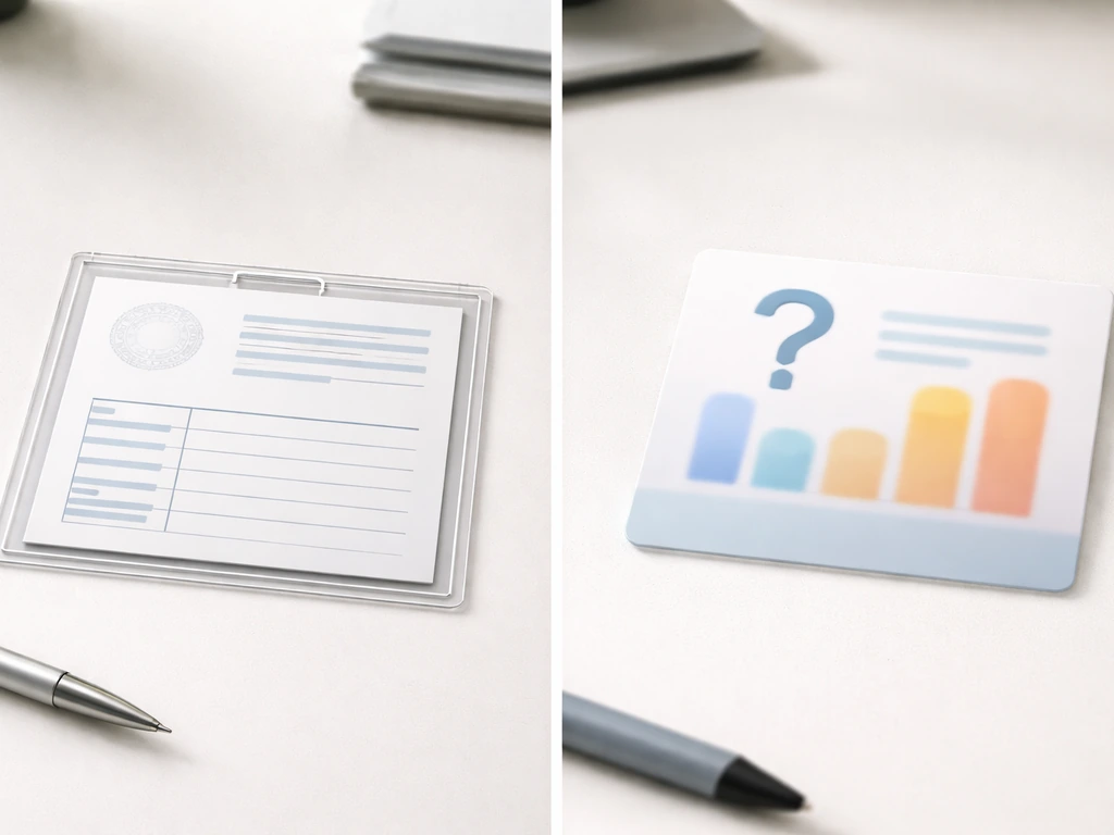 Split-screen style photo showing an official-looking government database card beside a vague commonly cited claim icon