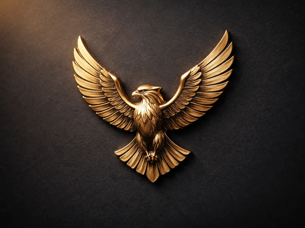 Golden falcon emblem-like artwork on a dark, elegant background representing UAE national bird.