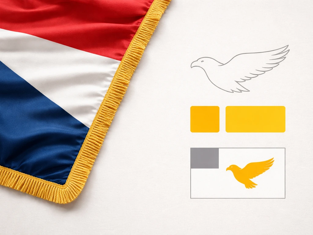 Close-up of a simple flag corner with three bird cue icons showing silhouette type, color, and placement