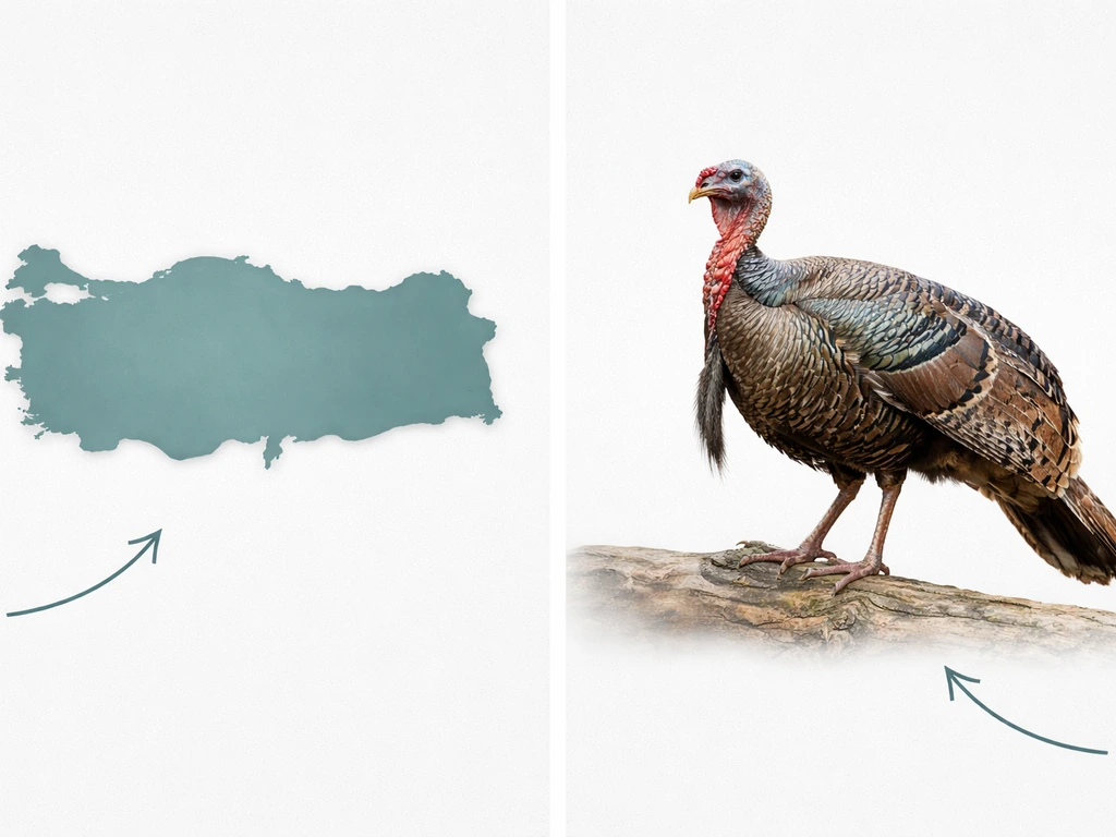 Side-by-side map silhouette of Turkey and a turkey bird illustration, minimal neutral background.