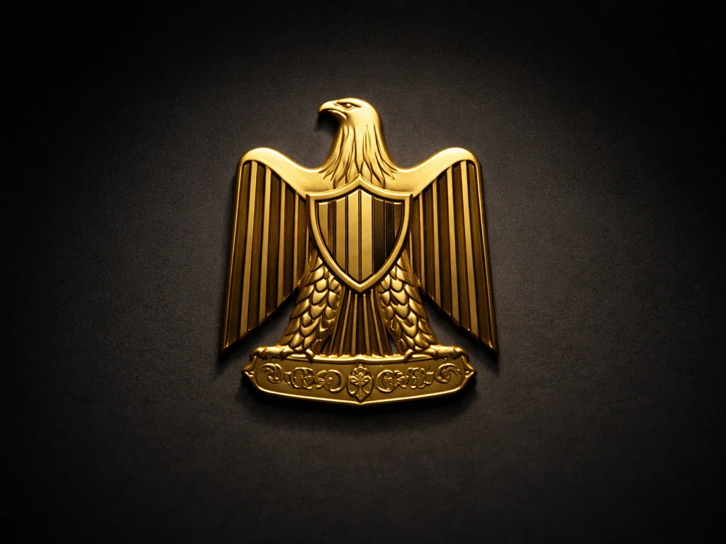 Stylized golden Eagle of Saladin emblem against a clean, dark-to-neutral background
