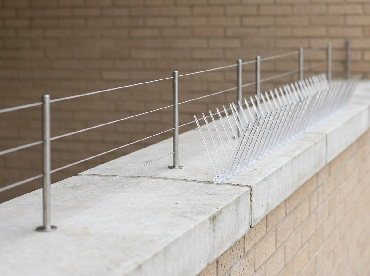 Parallel wire system and spike strip installed at different ledge sections