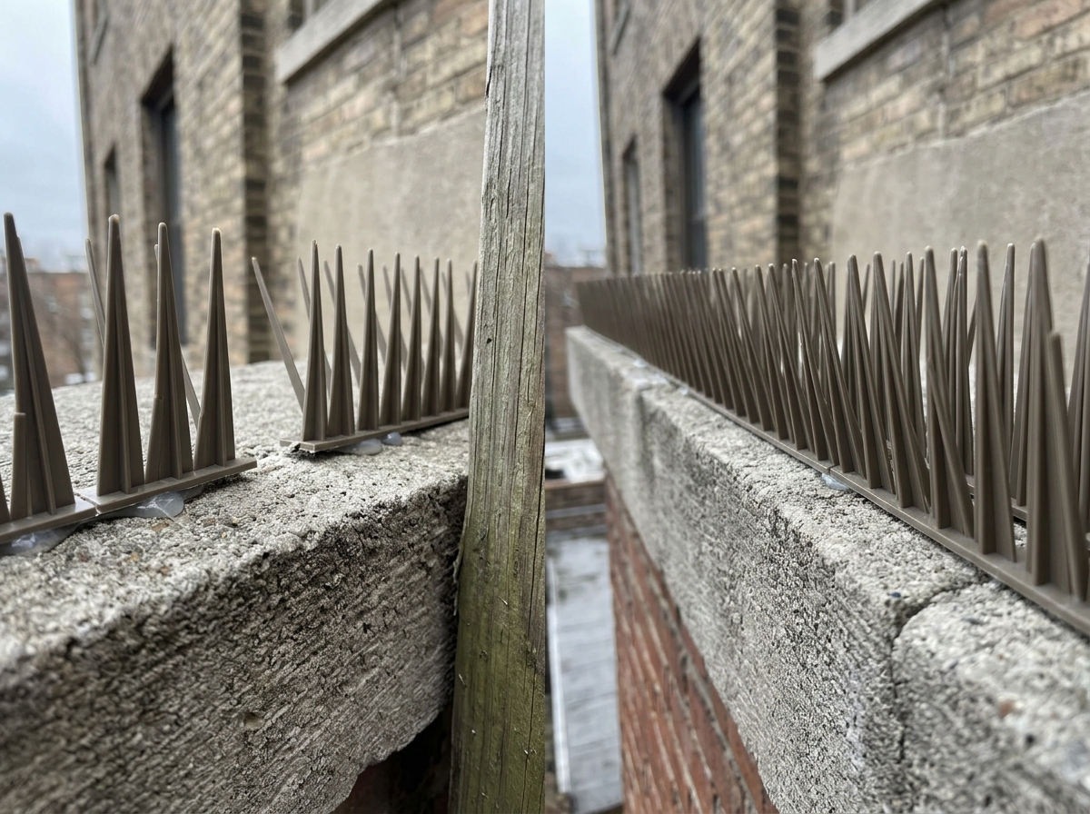 Edge-to-edge spike coverage versus a small gap that lets birds land