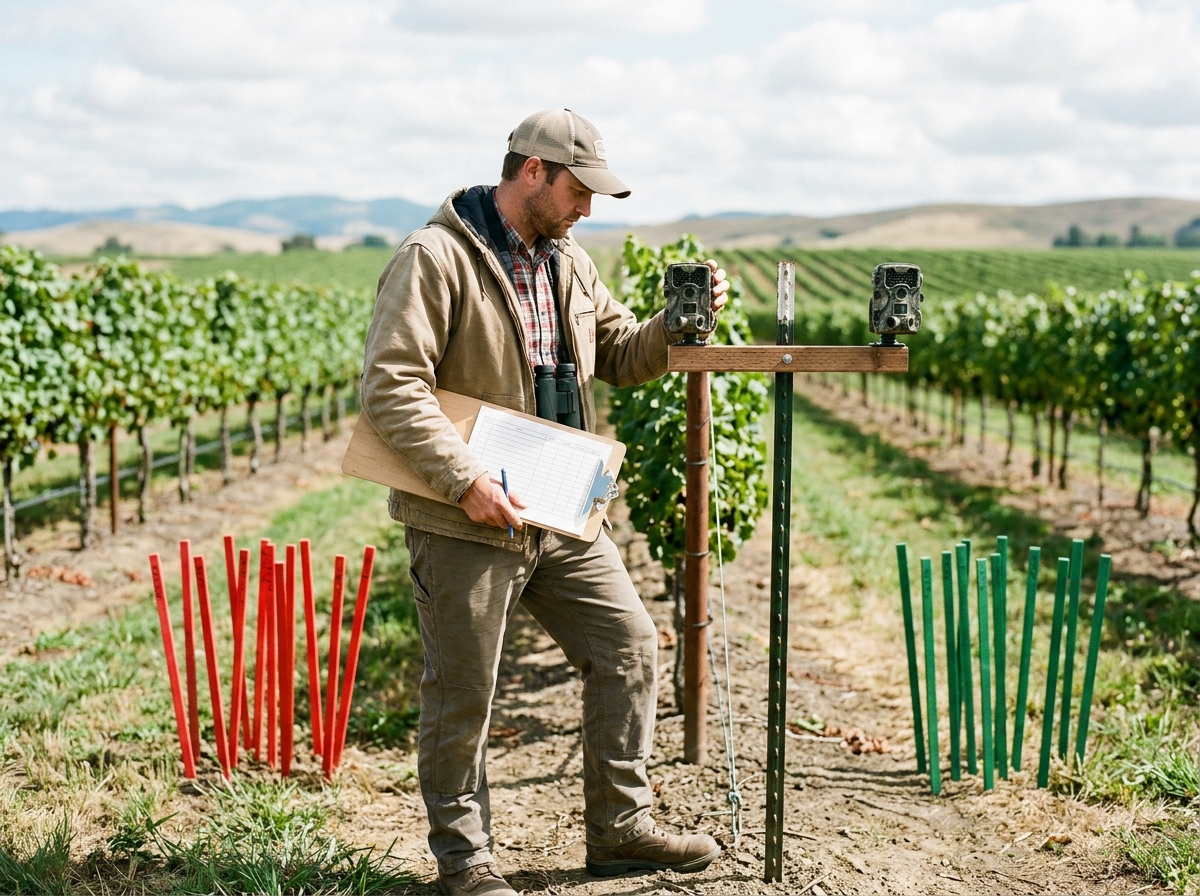 Monitoring setup with cameras and field observation to measure deterrent results