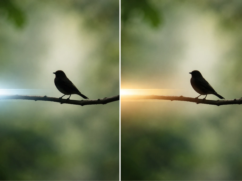 Bird silhouette on a branch with subtle fading light cues implying deterrence vs habituation over time.