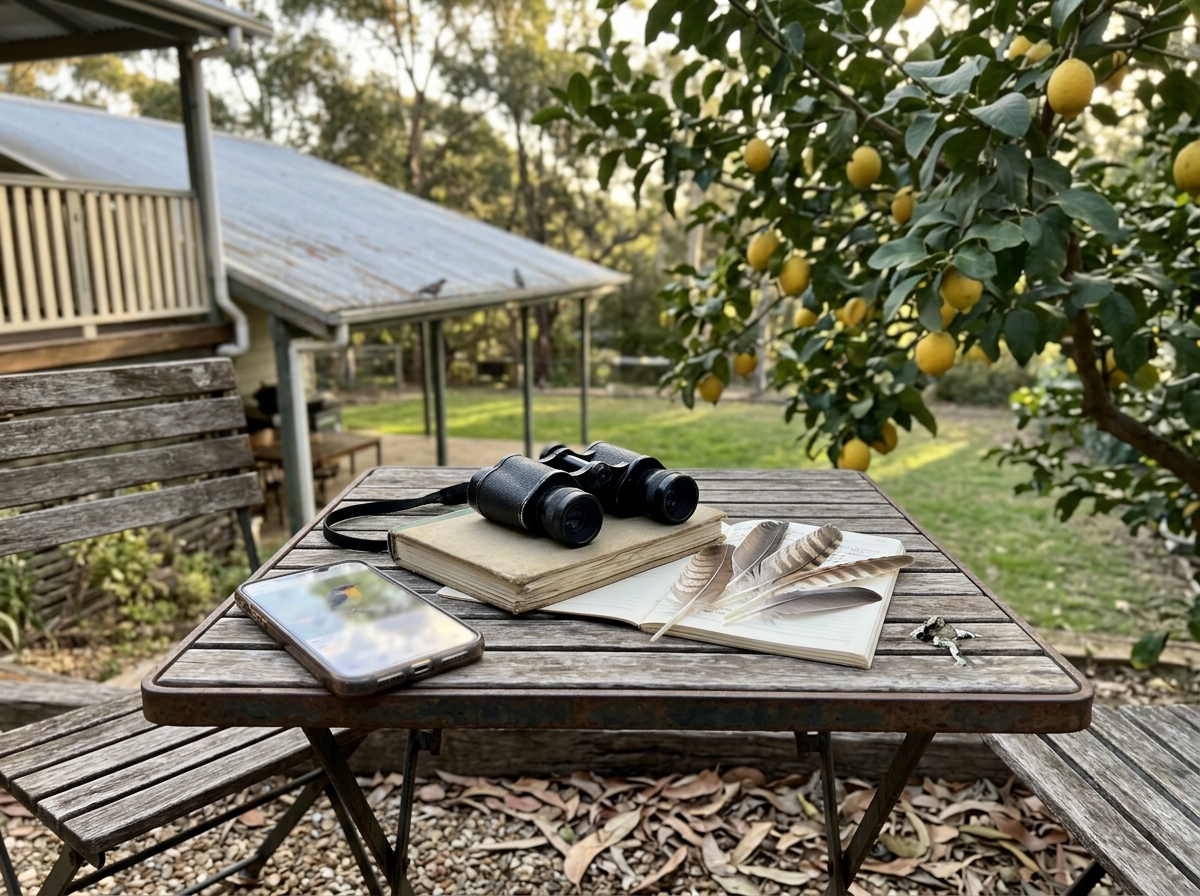 Bird droppings and landing spots near a fruit tree, showing how to identify where birds settle
