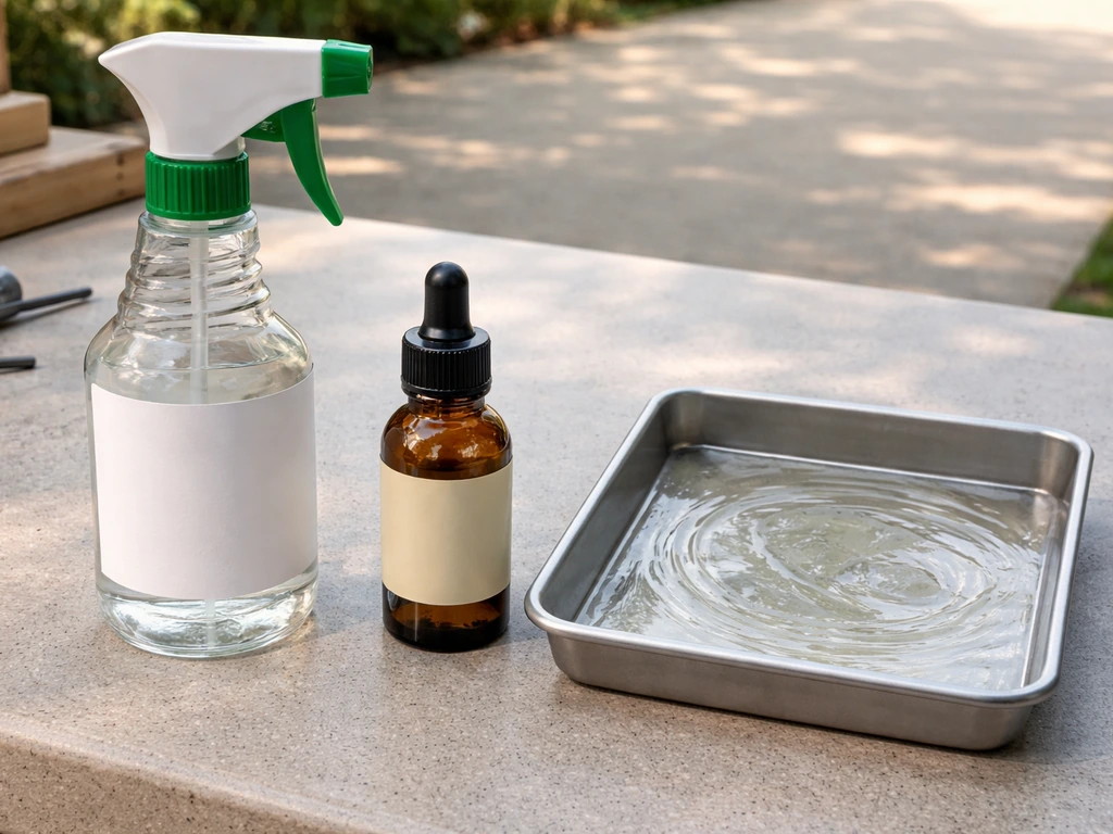Three bird repellent product types laid out side-by-side: spray bottle, scented deterrent, and a sticky gel coating.