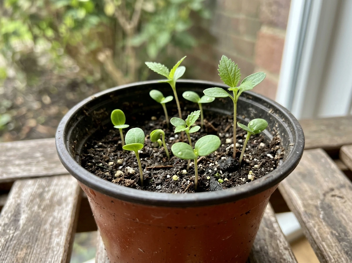 Nyjer seedlings at different early growth stages